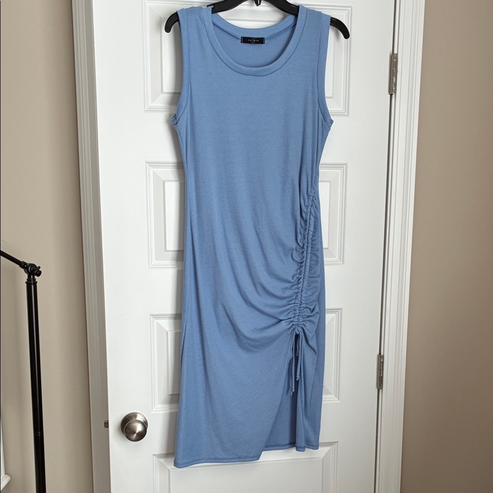 Sleeveless Ruched Side Midi Dress - Light Blue